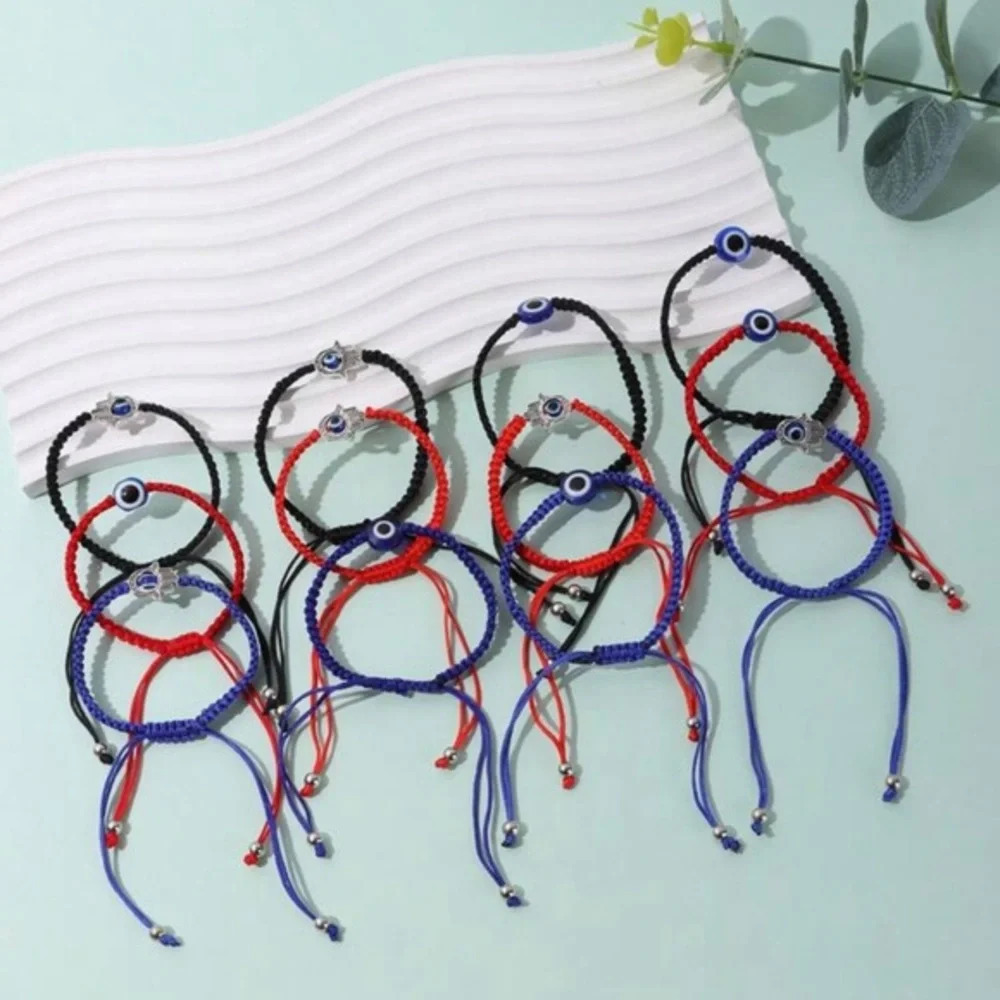 CLEARANCE Lucky Evil Eye Hamsa Bracelet Beads Red Blue String Protection Unisex - Picture 6 of 13